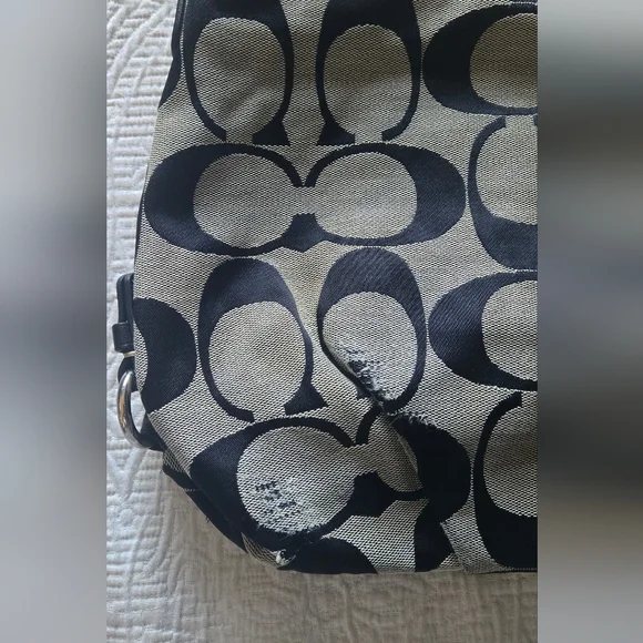 Coach Signature Canvas Shoulder Bag in Black and Gray - Picture 4 of 11